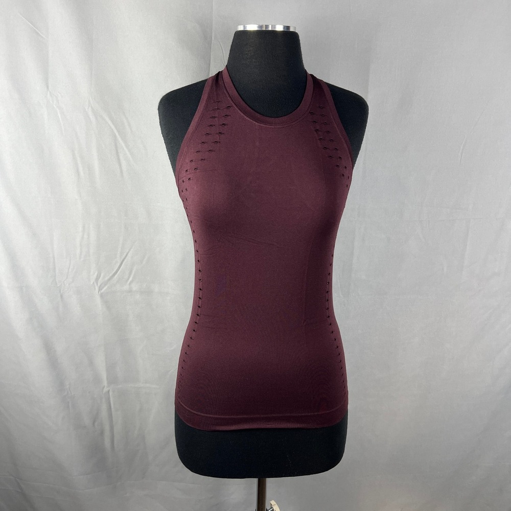 Victoria Sport Women Burgundy Seamless Perforated Racerback Tank Top Size XS